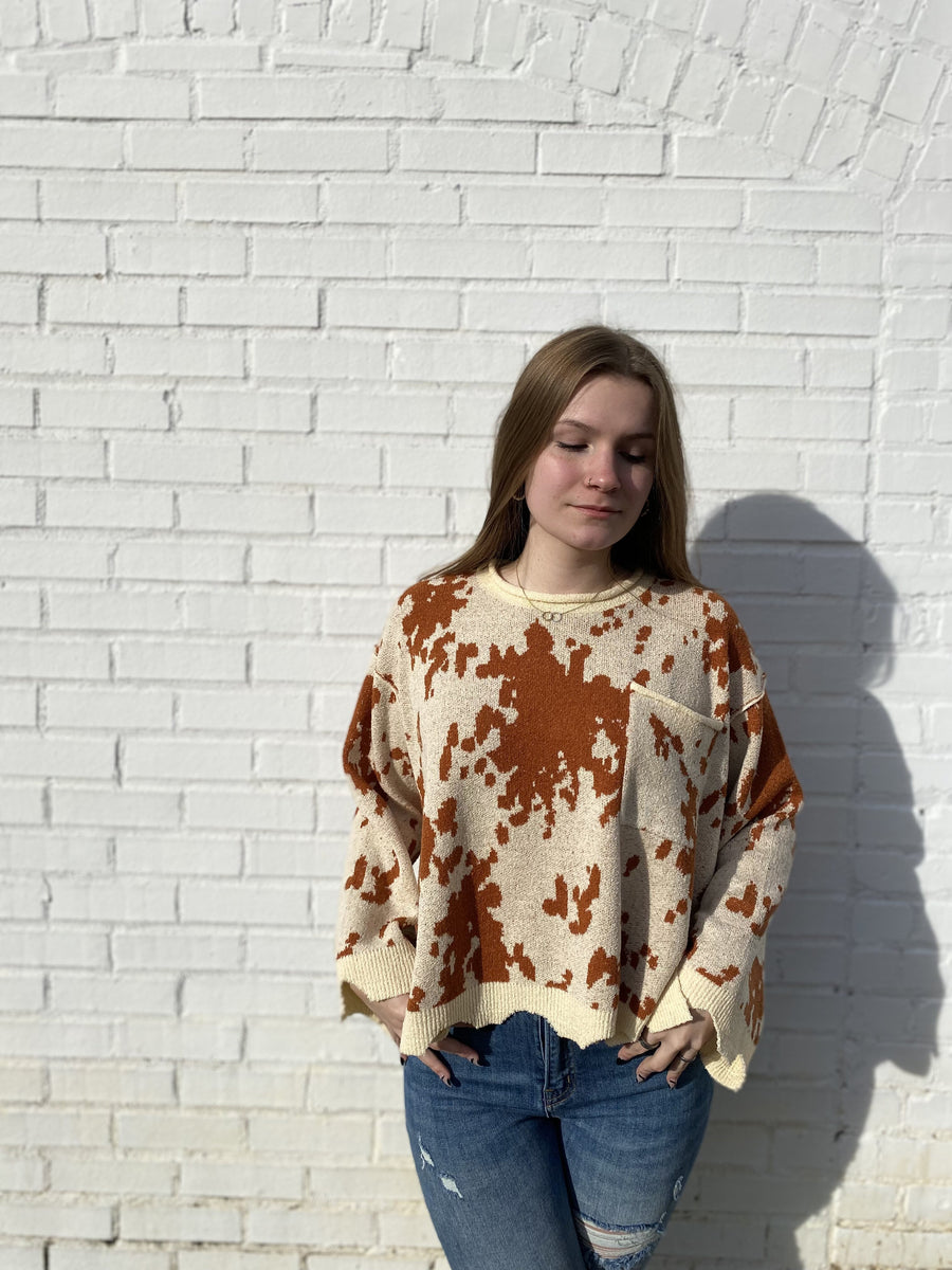 Passionate Soul Rust Cow Print Sweater – BlueSwanBoutique
