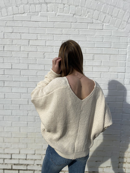 Meaningful Moments Cream V-Neck Sweater